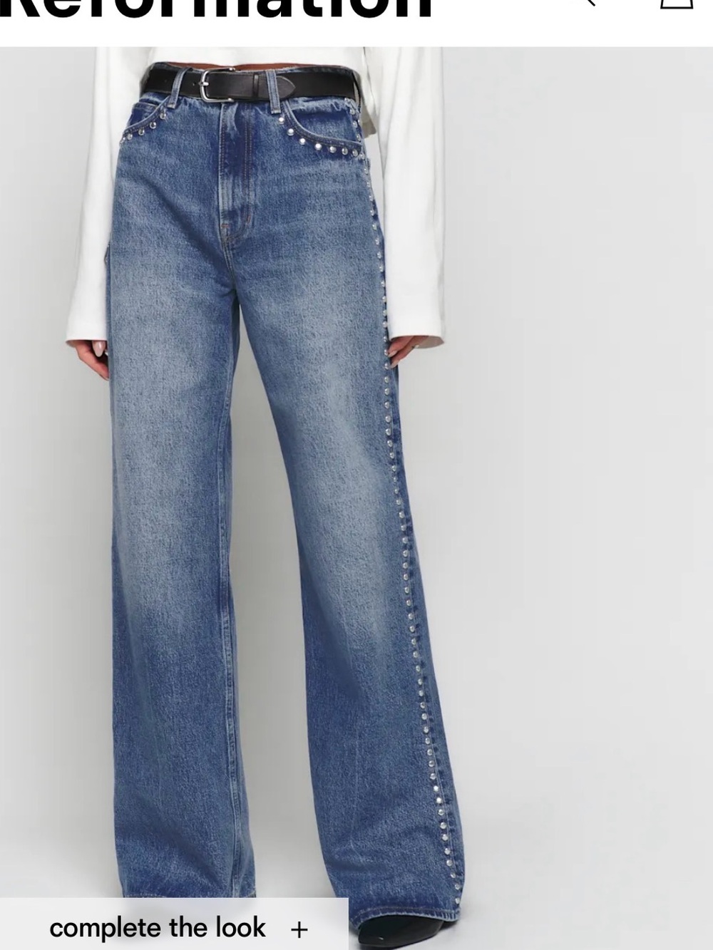 Reformation Cary High Rise Slouchy Wide Leg Long Jeans sz 25